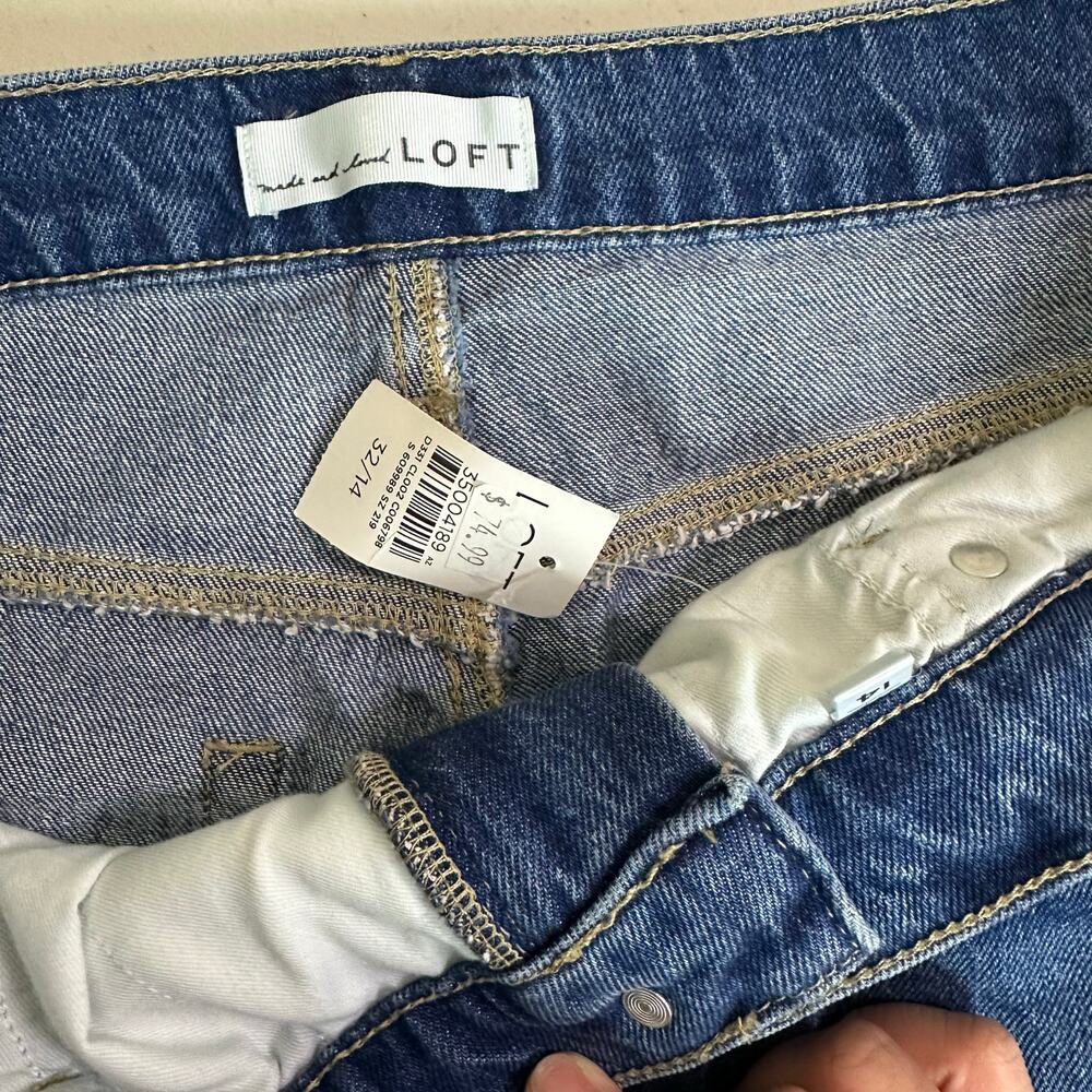 LOFT Wide Leg Jeans Womens 32/14 Blue High Rise Denim NWT Festival Baggy Indie - Picture 11 of 11